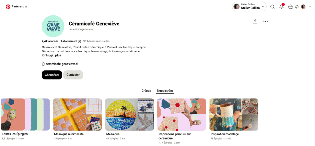 Inspiration Peinture sur céramique: photo montrant le compte du céramicafé Geneviève