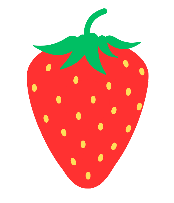 Tutoriel expliquant comment peindre une fraise sur céramique: illustration montrant des graines inclinées pour suggérer le volume