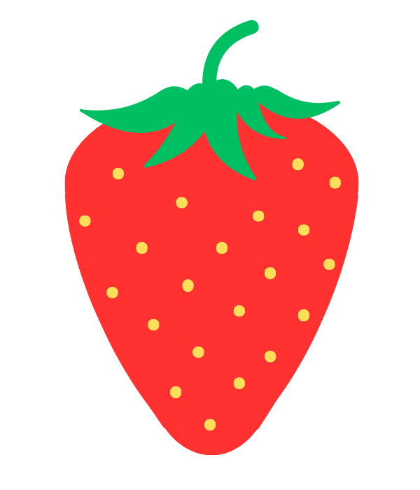 Tutoriel expliquant comment peindre une fraise sur céramique: illustration montrant une fraise avec des graines rondes