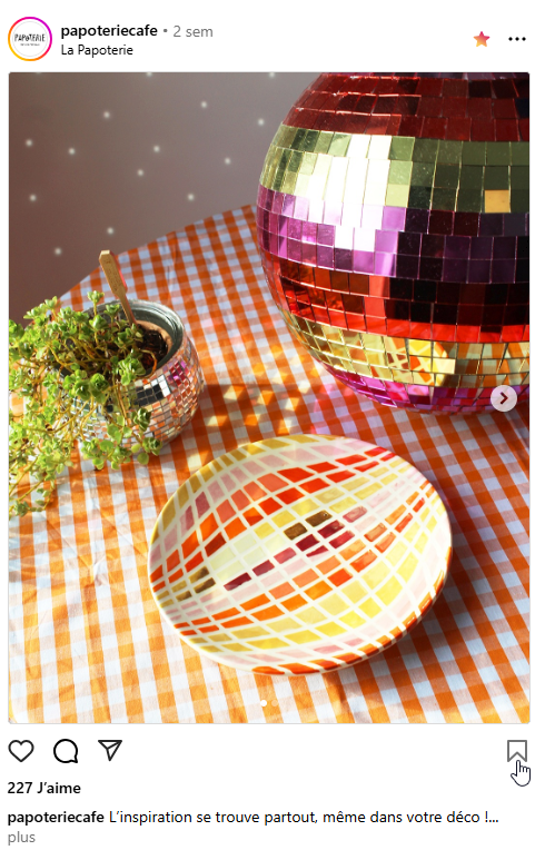 Inspiration peinture sur céramique: photo montrant comment enregistrer une publication Instagram.